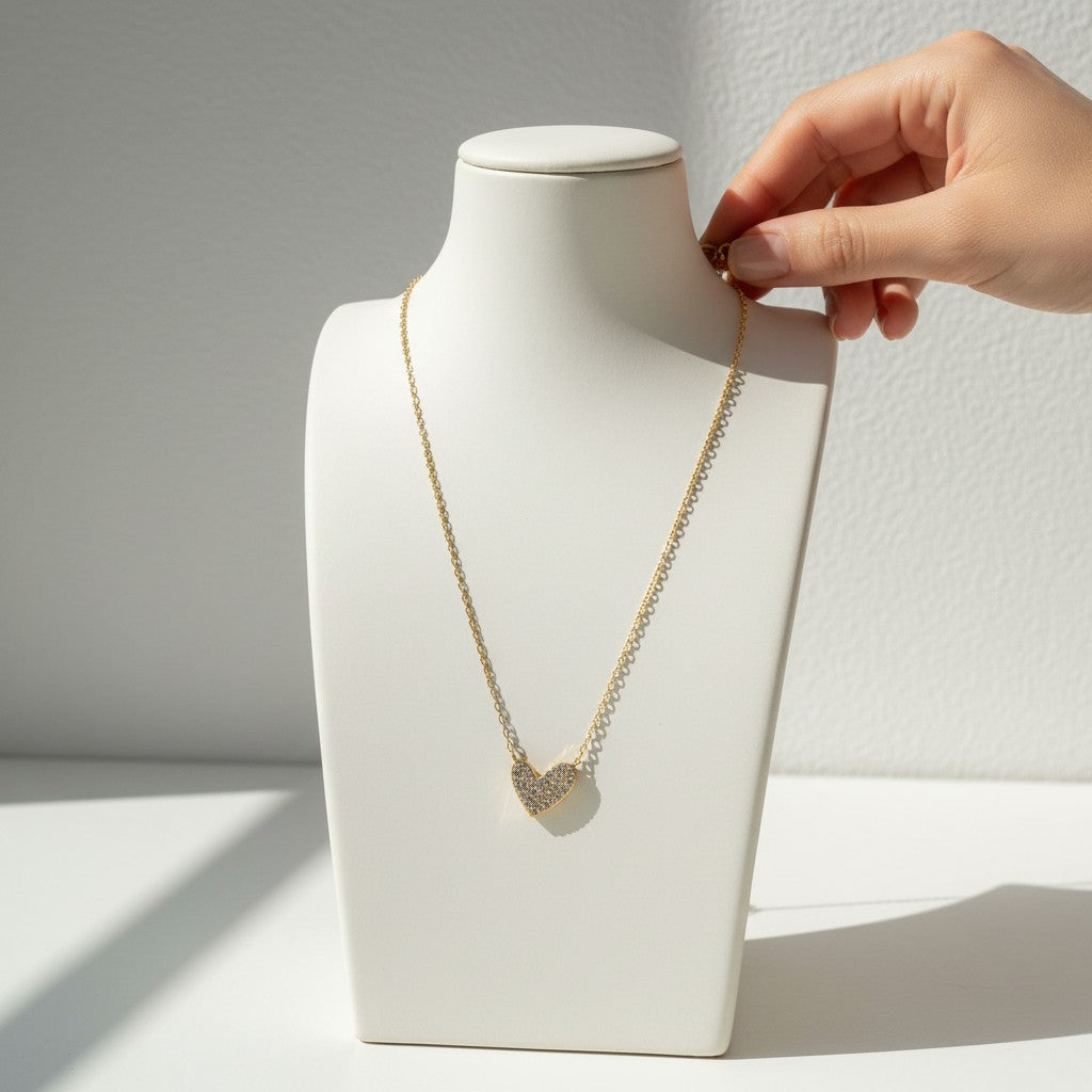 Zeena | 18K Gold Plated Zirconia Heart Pendant Chain