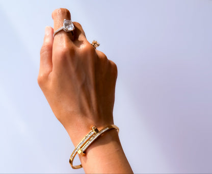 Nayomi- Gold Plated with Zircon Stones Bracelet