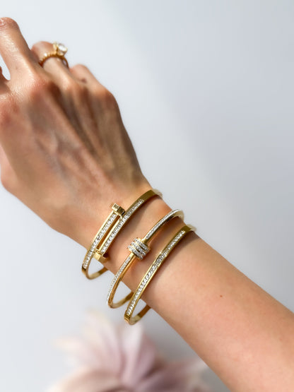 Nayomi- Gold Plated with Zircon Stones Bracelet