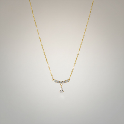 Huda 18K Gold Plated Necklace with Pear Drop Zircon Pendant