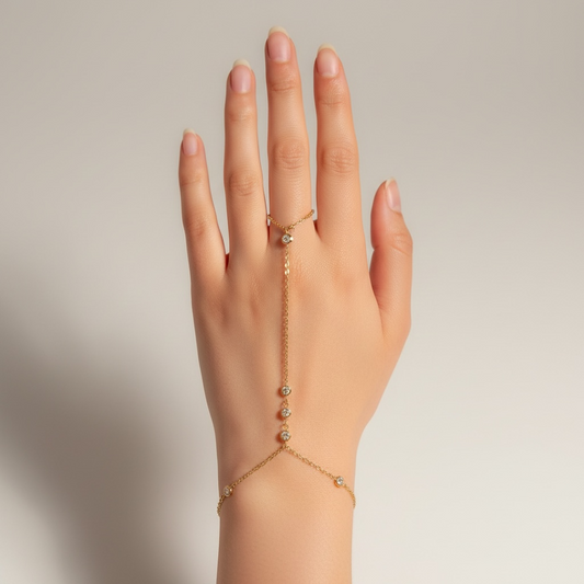 Sophie- 18K Gold Plated V-Shaped Zircon Hand Chain