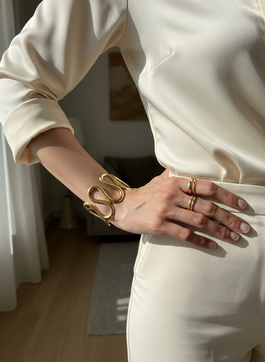 Waldorf 18K Gold Plated Wavy Cuff Bangle