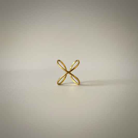 Salwa 18K Gold Plated Dainty Criss-Cross Ring (Adjustable)