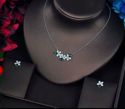 Zelda- Marquised cut Cubic Zirconia Platinum Plated Flower set