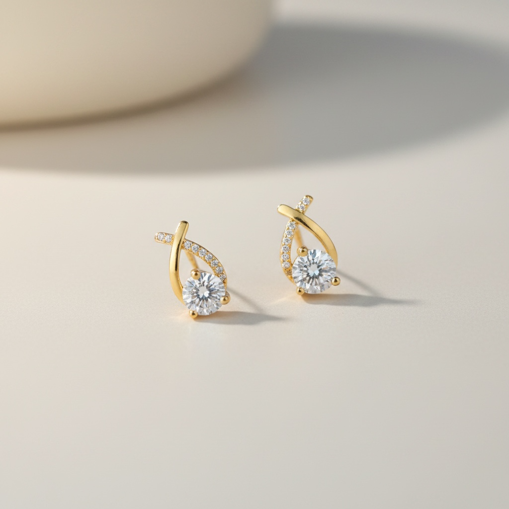 Aliya- 925 Sterling Silver Loop Studs with Zircon Stones