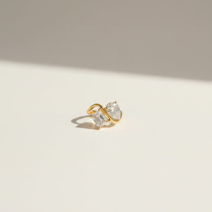 Amy- 18K Gold Plated Tear Drop and Rectangle Zircon Ring