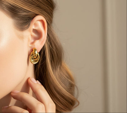 Jessy- 18k Gold Plated Twisted Multi-layer Earrings