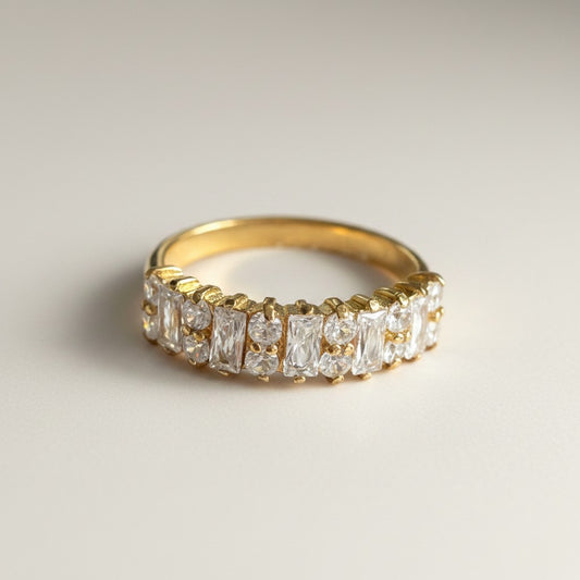 Natasha- Gold Plated PVD Zirconia Pave Ring