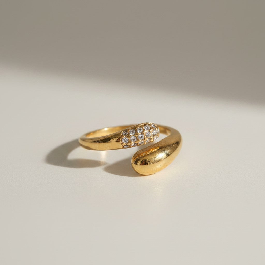 Lola- 18K Gold Plated PVD Dainty Zirconia Pave Ring