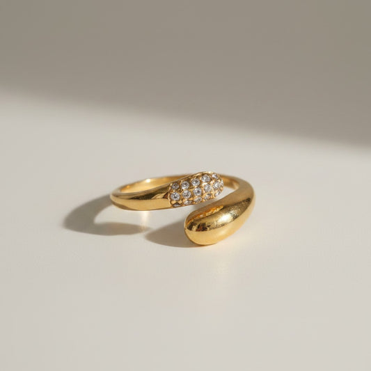 Lola- 18K Gold Plated PVD Dainty Zirconia Pave Ring