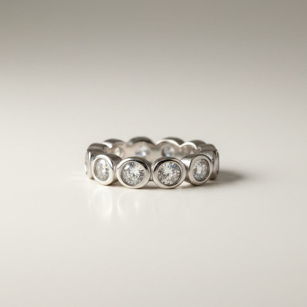 Willow- 18K Gold Plated Bezel setting Round Cut Zircon Ring