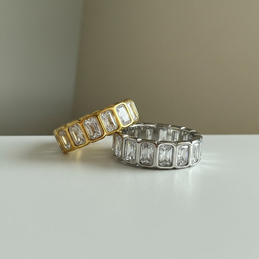 Margot- 18K Gold Plated Bezel setting Rectangle Cut Zircon Ring
