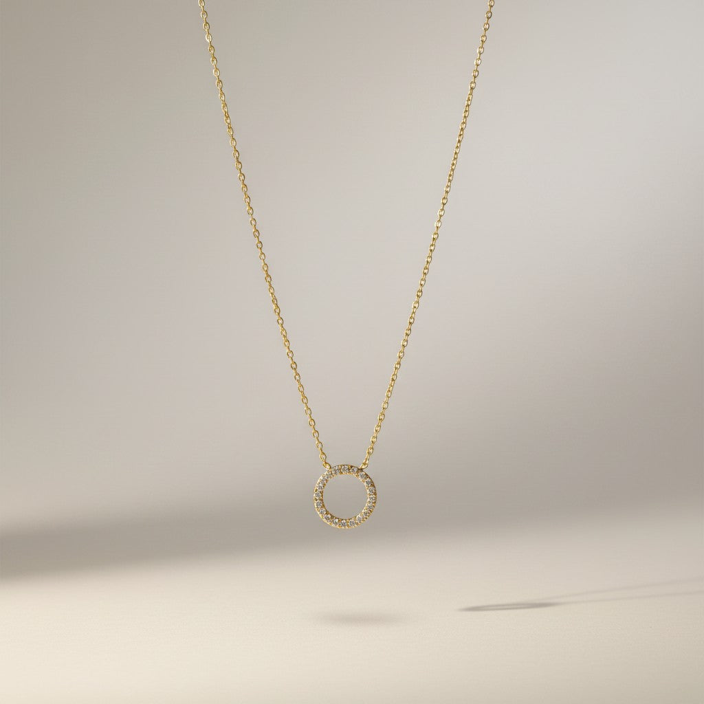 Hala | 18K Gold Plated Halo Zirconia Pendant Chain