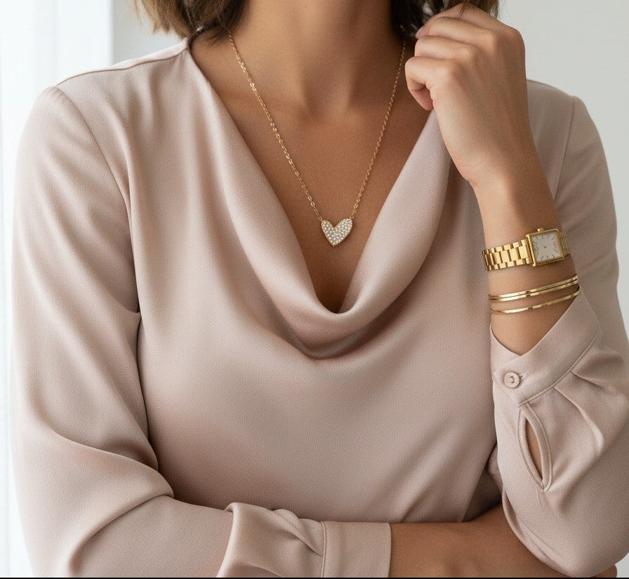 Zeena | 18K Gold Plated Zirconia Heart Pendant Chain