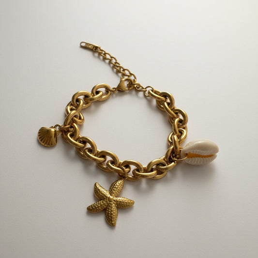 Mabel | 18K Gold Plated Chunky Seashell Charms Bracelet