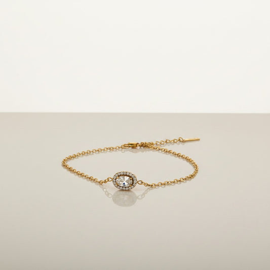 Elenor- 18K Gold Plated Dainty Oval Cut Zircon Bracelet