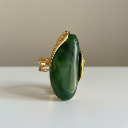 Ronny – 18K Gold Plated Resin Cabochon Stone Adjustable Ring