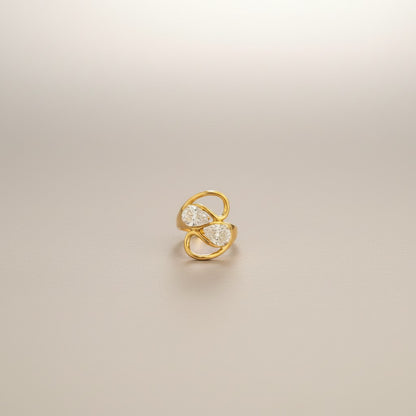 Mona – 18K Gold Plated Tear Drop Zirconia Hug Adjustable Ring