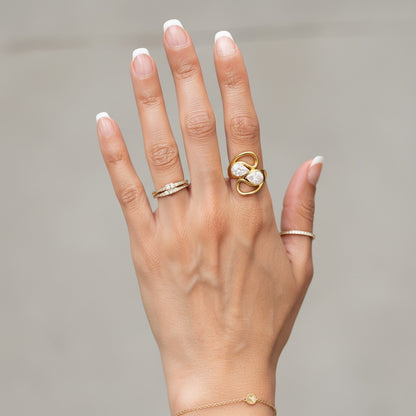 Mona – 18K Gold Plated Tear Drop Zirconia Hug Adjustable Ring