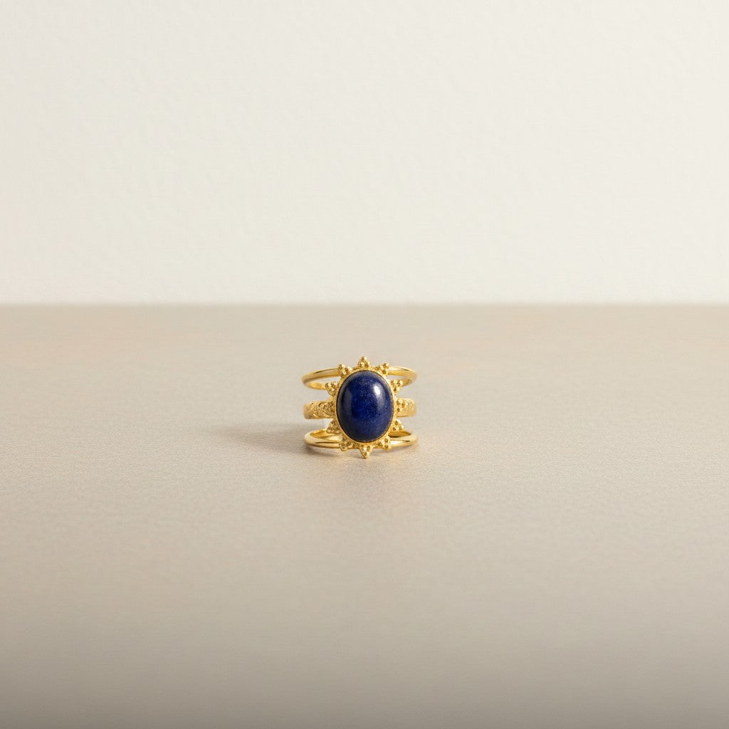 Penny – 18K Gold Plated Oval Stone Adjustable Ring