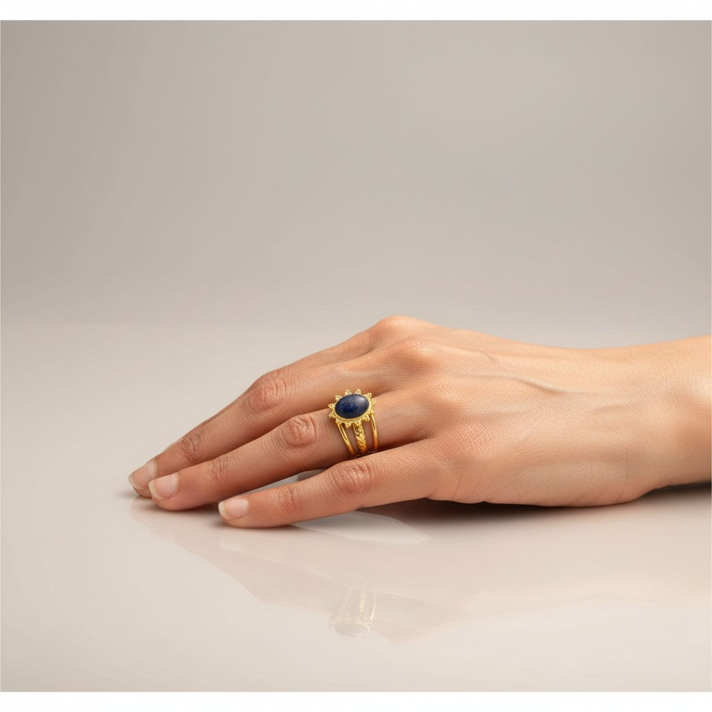 Penny – 18K Gold Plated Oval Stone Adjustable Ring
