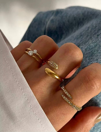 Lola- 18K Gold Plated PVD Dainty Zirconia Pave Ring