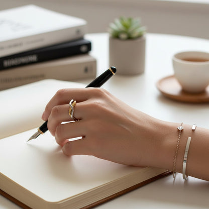 Amelia- Two Tone 18K Gold Plated twisted Ring