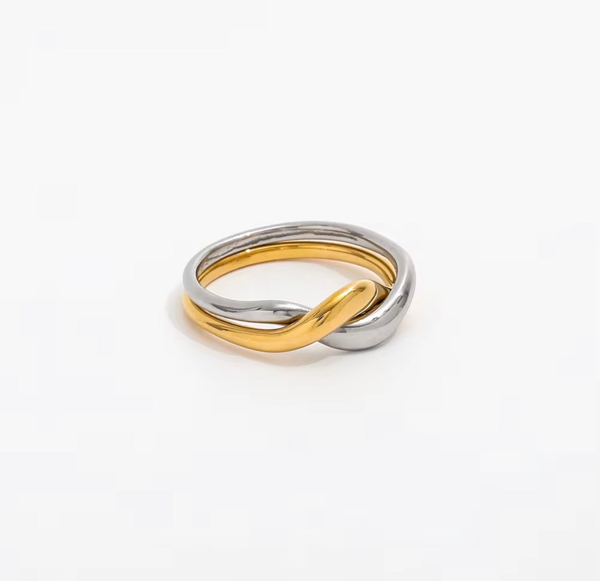 Amelia- Two Tone 18K Gold Plated twisted Ring