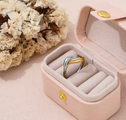 Amelia- Two Tone 18K Gold Plated twisted Ring