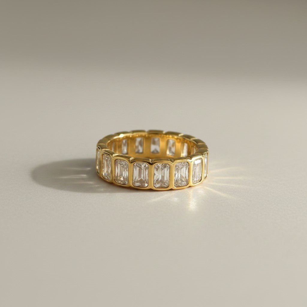Margot- 18K Gold Plated Bezel setting Rectangle Cut Zircon Ring