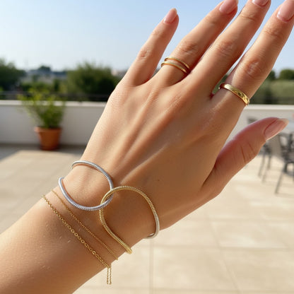 Raesa | Two-Tone Silver & Gold Intertwined Chain Bracelet