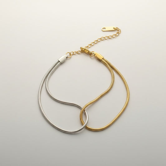 Raesa | Two-Tone Silver & Gold Intertwined Chain Bracelet