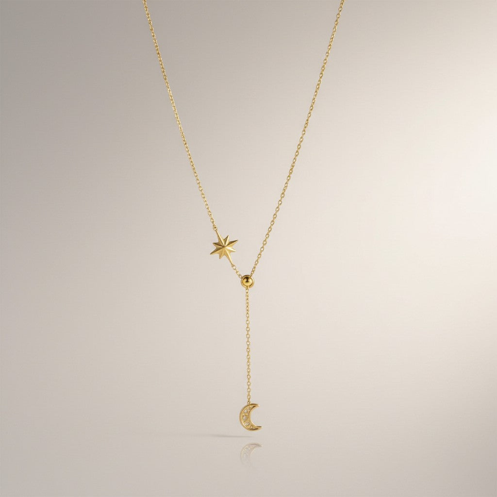 Fawn | 18k Gold Plated Star & Zirconia Moon Necklace