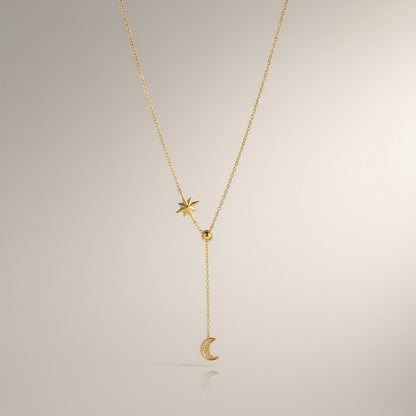 Fawn | 18k Gold Plated Star & Zirconia Moon Necklace