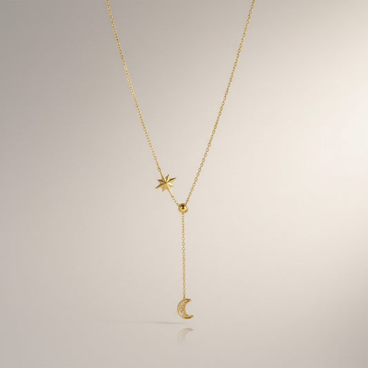 Fawn | 18k Gold Plated Star & Zirconia Moon Necklace