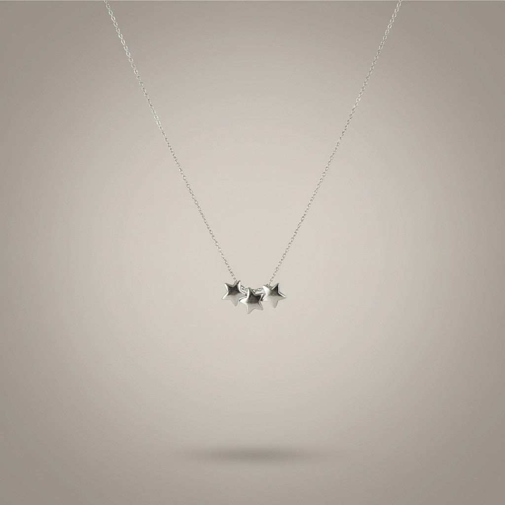 Sayra | 18k Gold & Stainless Steel Sliding Star Charms Necklace