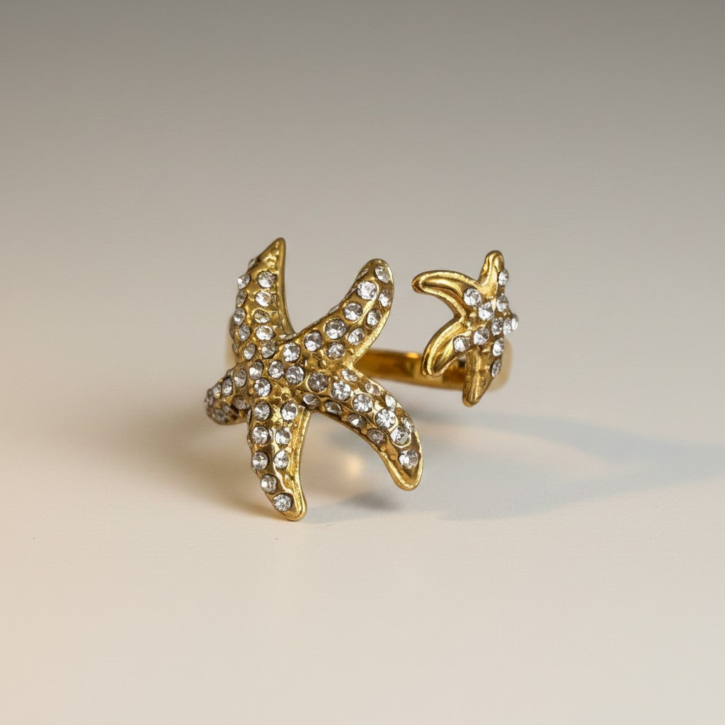 Suri | 18k Gold Plated Zirconia Starfish Open Ring