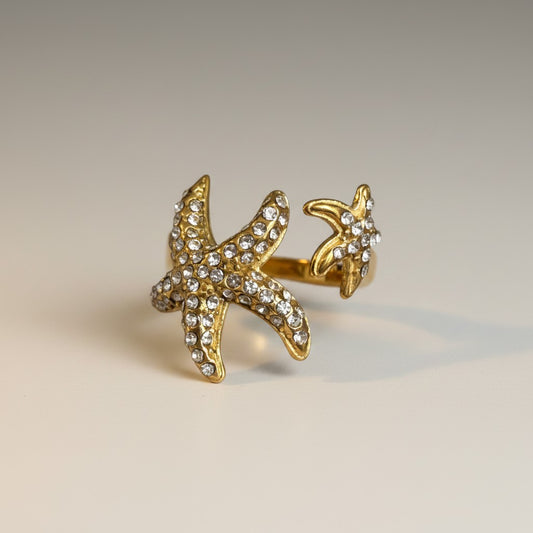 Suri | 18k Gold Plated Zirconia Starfish Open Ring