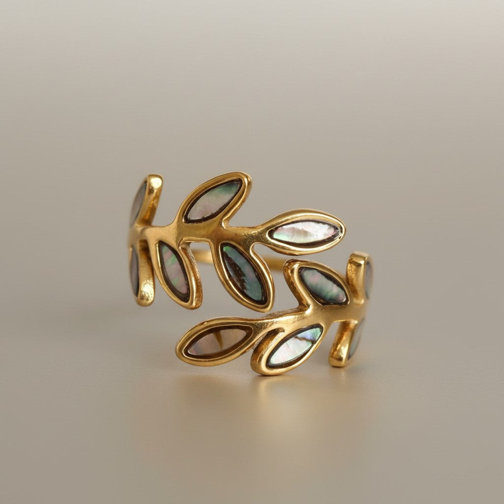 Sheila | 18k Gold Plated Dainty Leaf Open Ring