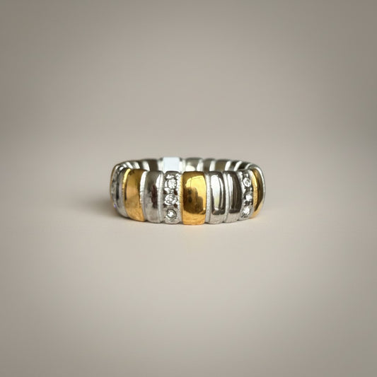 Veja | Two-Tone Sterling Silver & Gold Plated Cubic Zirconia Band Ring