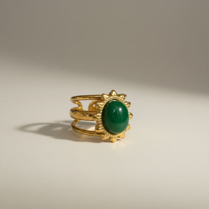 Penny – 18K Gold Plated Oval Stone Adjustable Ring
