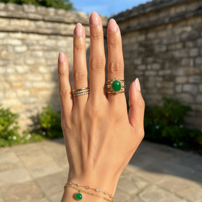 Penny – 18K Gold Plated Oval Stone Adjustable Ring