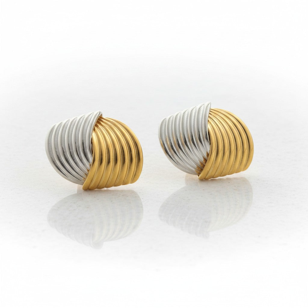 Gaby | 18K Gold Plated Rippled Chunky Ear Studs