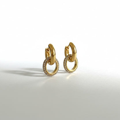 Taylor | 18K Gold Plated Interlocking Hoop Pavé Zirconia Drop Earrings