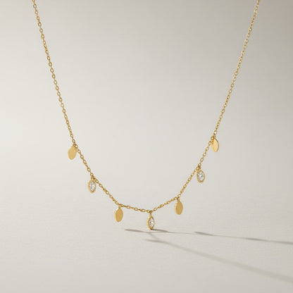 Aysha- 18K Gold Plated Leaf Necklace and Bracelet set with Zircon Stones
