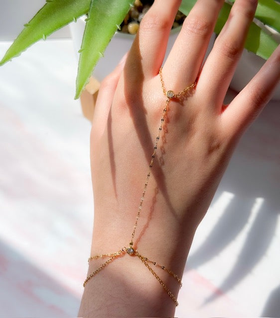 Olivia-18K Gold Plated Layered Hand Chain