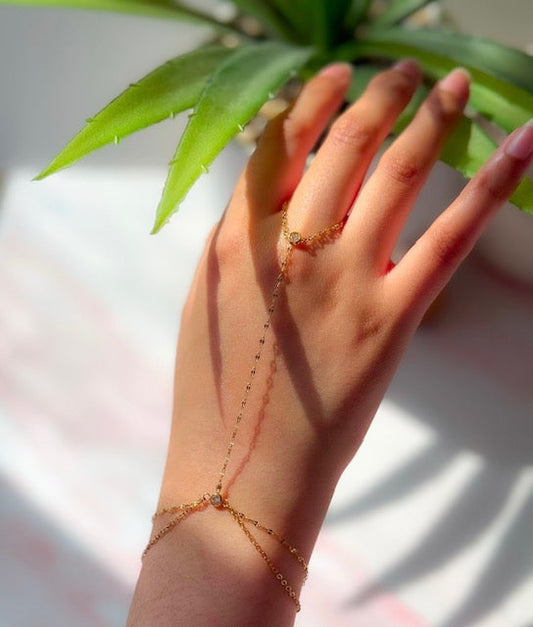Olivia-18K Gold Plated Layered Hand Chain
