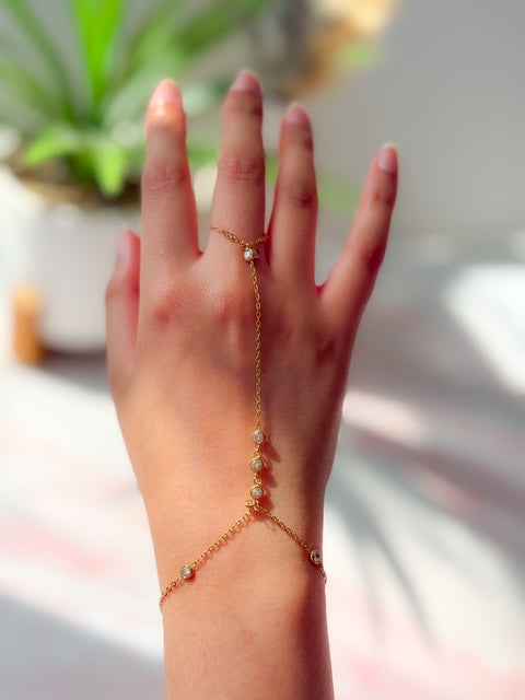 Sophie- 18K Gold Plated V-Shaped Zircon Hand Chain