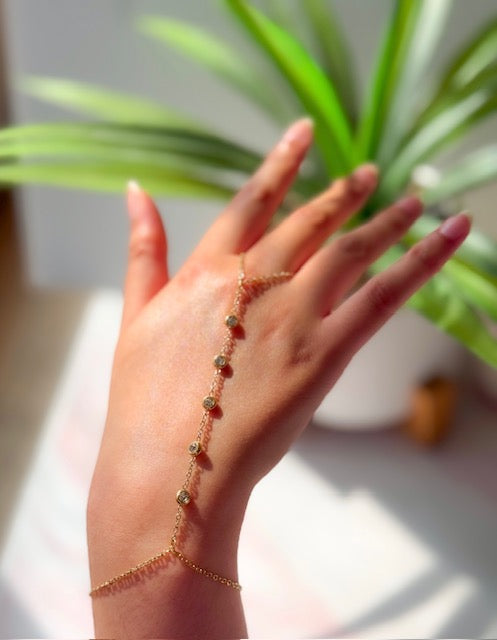 Mina- 18K Gold Plated  5 Zircon Stones Hand Chain