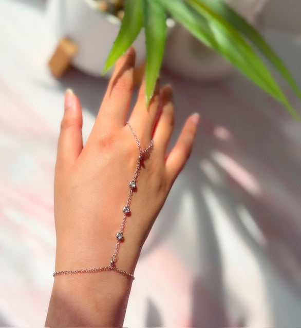 Ava- 18K Gold Plated Triple Zircon Stone Hand Chain